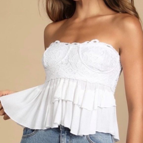 NWT Free People Adella White Corset Cami - Picture 1 of 4